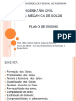 Plano de Ensino Mecânica Dos Solos UNIR Engenharia Civil