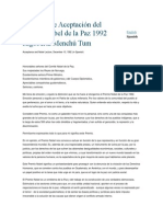 Discurso de Aceptación Del Premio Nobel de La Paz 1992