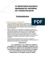 Funciones e Importancia Biológica de Los Carbohidratos