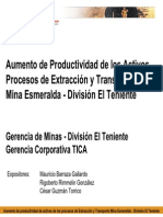 Aumento de Productividad de Los Activos Procesos de Extracción y Transporte Mina Esmeralda - División El Teniente