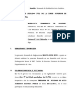 Demanda DEMANDA DE NULIDAD DE ACTO JURIDICO ROCIO VILLAVICENCIOde Nulidad de Acto Juridico Rocio Villavicencio