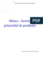 Munca, Factorul Primordial de Productie