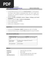 Oracle Database Developer CV