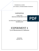 Experiment 4 - Level Measurement & Calibration