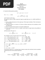 Consider The Following Detection Problem:: EE 163 Communication Theory I