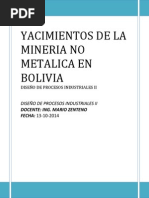 Yaciminetos de La Mineria No Metalica en Bolivia