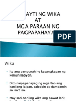 Filipino 1 Barayti NG Wika at Mga Paraan NG Pagpapahayag