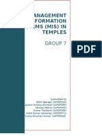 Management Information Systems (Mis) in Temples: Group 7