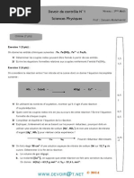 Devoir de Contrôle N°1 - Sciences Physiques - 3ème Math (2013-2014) MR ZAOUAM ABDELHAMID