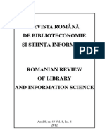 Revista Romana de Biblioteconomie Si Stiinta Informarii