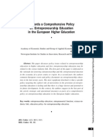 Towards A Comprehensive Policy On Entrepreneurship Education in The European Higher Education