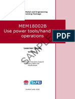 MEM18002B Use Power Tools Hand Held Operations - Learner Guide