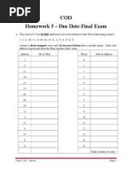 COD Homework 5 - Due Date:Final Exam: Class 11DT Name