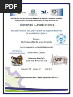 Ensayo de La Unidad 1 Planificación de Requerimientos de Materiales (MRP) .