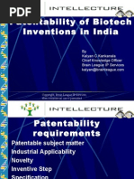 Lecture-3/ Presentation On Patentability of Biotech Inventions in India