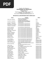 Regional and Division Key Officials: Republic of The Philippines Department of Education