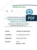 Tecnologias de Información Al Servicio de La Logística Ciclo de La Gestión de Pedidos Resinplast Sa