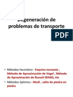 Degeneración de Problemas de Transporte