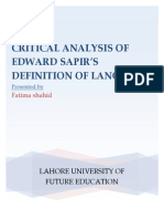 Critical Analysis On Definition of Language by Edward Sapir