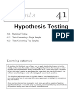 Hypothesis Testing: Learning Outcomes