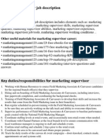 Marketing Supervisor Job Description