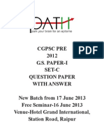 CGPSC Pre 2012 Question Pepar Set-C With Ans