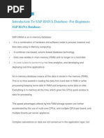 Introduction To SAP HANA Database-For Beginners