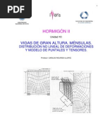 Vigas de Gran Altura. Ménsulas. Distribución No Lineal de Deformaciones y Modelo de Puntales y Tensores