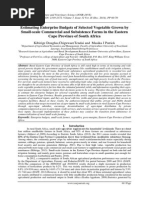 Estimating Enterprise Budgets of Selected Vegetable Grown by Small-Scale Commercial and Subsistence Farms in The Eastern Cape Province of South Africa