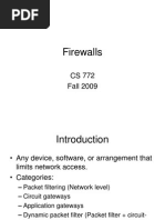 Firewalls: CS 772 Fall 2009