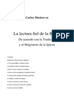 MESTERS, Carlos La Lectura Fiel de La Biblia de Acuerdo Con La Tradición y El Magisterio de La Iglesia