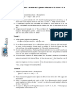 Modele de Teste - Matematică Pentru Admiterea În Clasa A V-A PDF