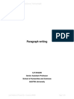 Paragraph Writing: G.P.Ragini Senior Assistant Professor School of Humanities and Sciences SASTRA University