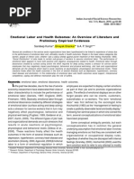 Emotional Labor and Health Outcomes: An Overview of Literature and Preliminary Empirical Evidences