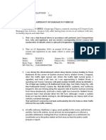 Affidavit of Damage To Vehicle