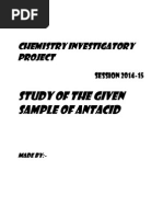 Chemistry Investigatory Project On Study of Different Antacids