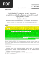 Individual Di Erences in Second Language Acquisition: Attitudes, Learner Subjectivity, and L2 Pragmatic Norms