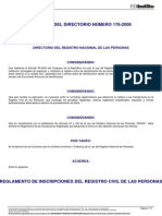 Reglamento de Inscripciones Del Registro Civil de Las Personas 2009