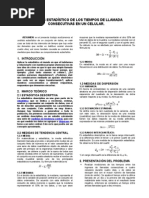 Análisis Estadístico de Los Tiempos de Llamada Consecutivas en Un Celular.