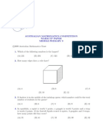 Australian Mathematics Competition Warm-Up Paper Middle Primary 9