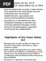 Republic Act No. 9275 The Philippine Clean Water Act of 2004