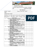 Rating Sheet For Demo Teaching