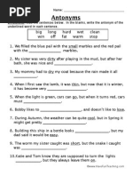 Antonyms Worksheet 4 PDF