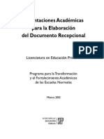 ORIENTACIONES ACADEMICAS para La Elaboracion Del DOCUMENTO RECEPCIONAL PDF