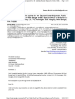 Complaint Letter Submitted To The Chief Secretary, Government of West Bengal On Monday, 26 January 2015.