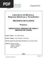 Ingeniería: Laboratorio de Mecánica, Máquinas Eléctricas y Termofluidos Mecánica de Fluidos Práctica