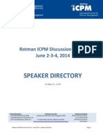 Speaker Directory: Rotman ICPM Discussion Forum June 2-3-4, 2014