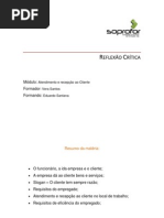 Reflexao Critica Atendimento e Recepcao Ao Cliente