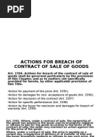 Action of Breach and Extinguishment of Sale