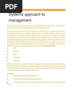 Systems Approach To Management